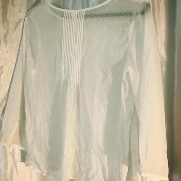 Sheer Long-Sleeved Angel White Polka Dot Blouse - Picture 2 of 4